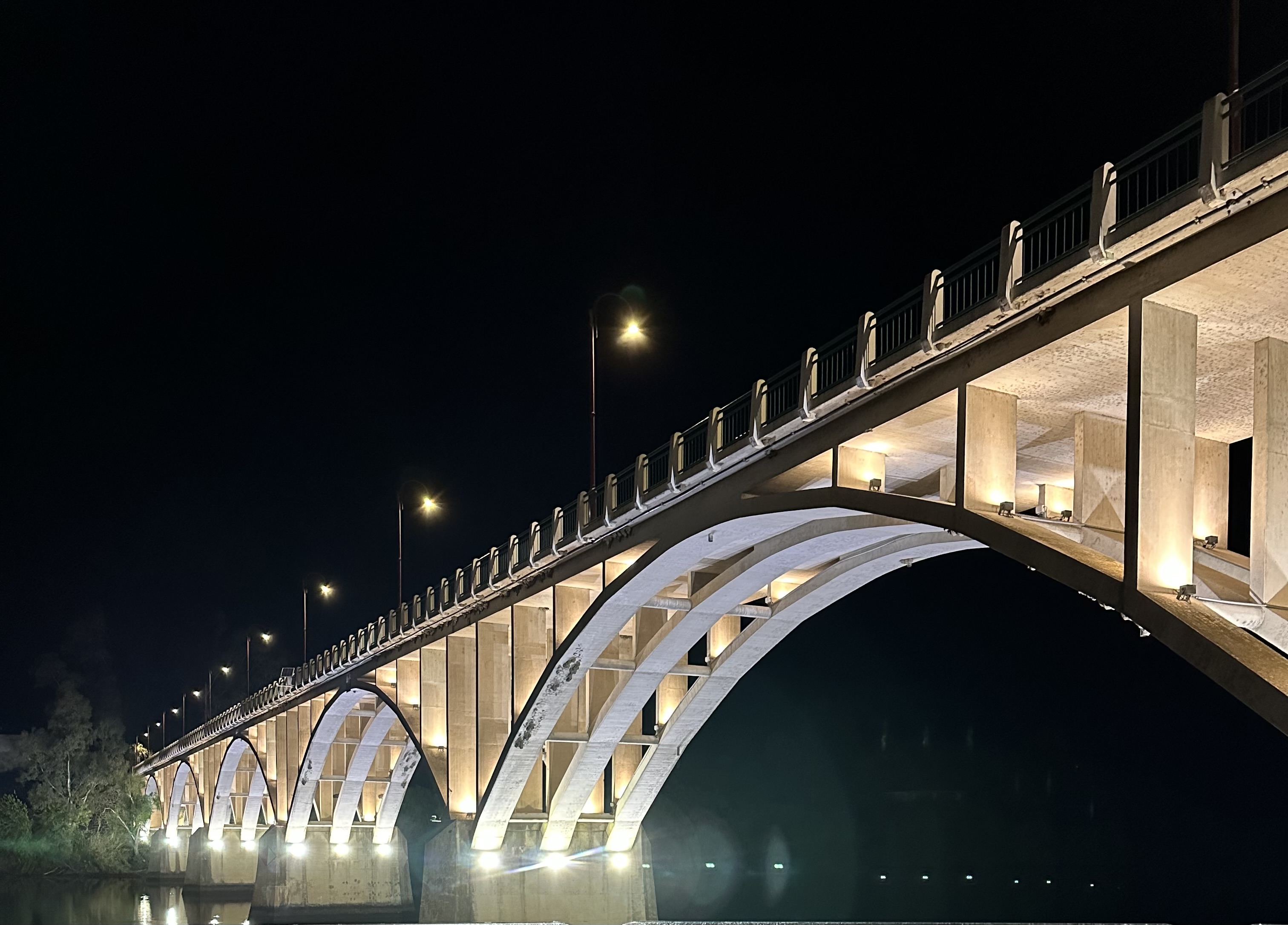 Douro River bridge at night